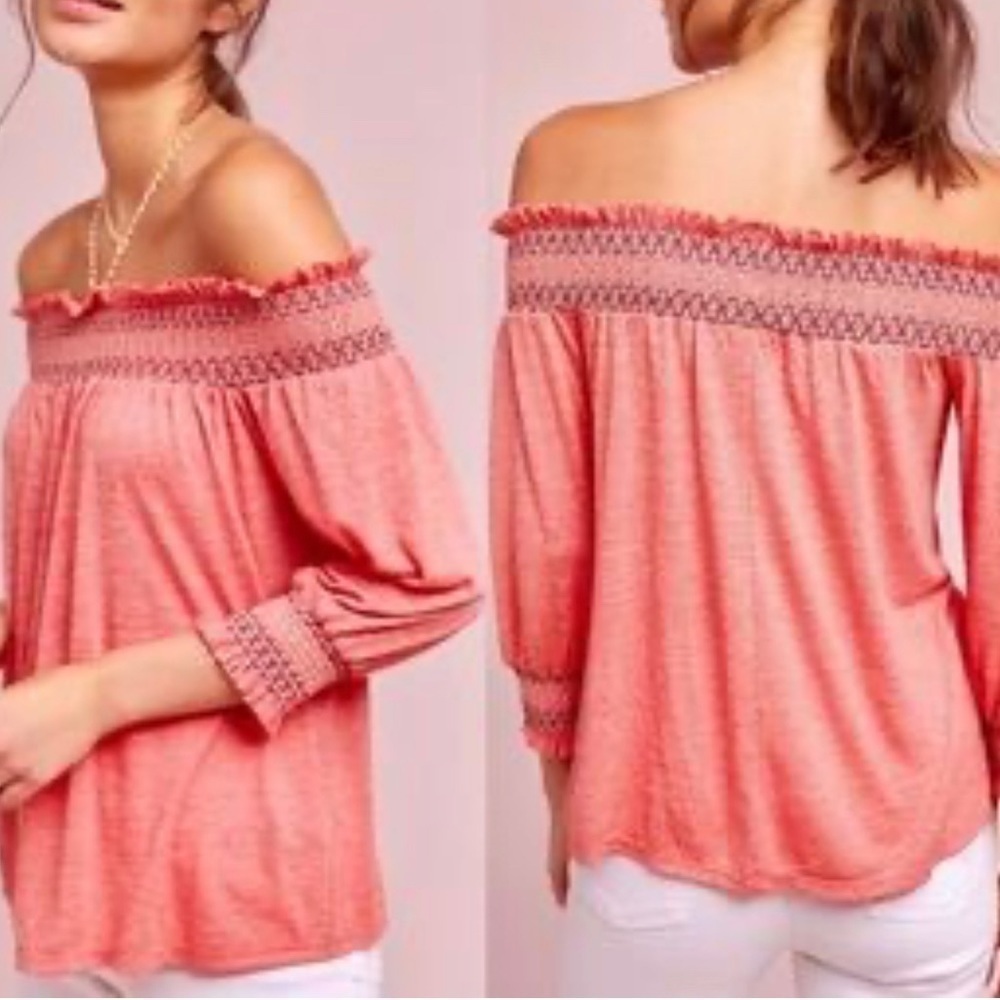 Anthropologie‎ Sunday in Brooklyn Riley Off The Shoulder Top Ruffle Boho L